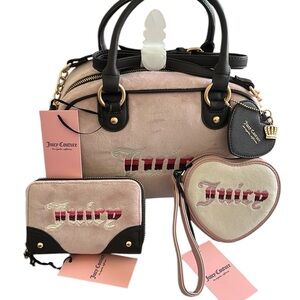 Juicy Couture 3 Piece Retro Vibe Velour Bag Bundle - NWT